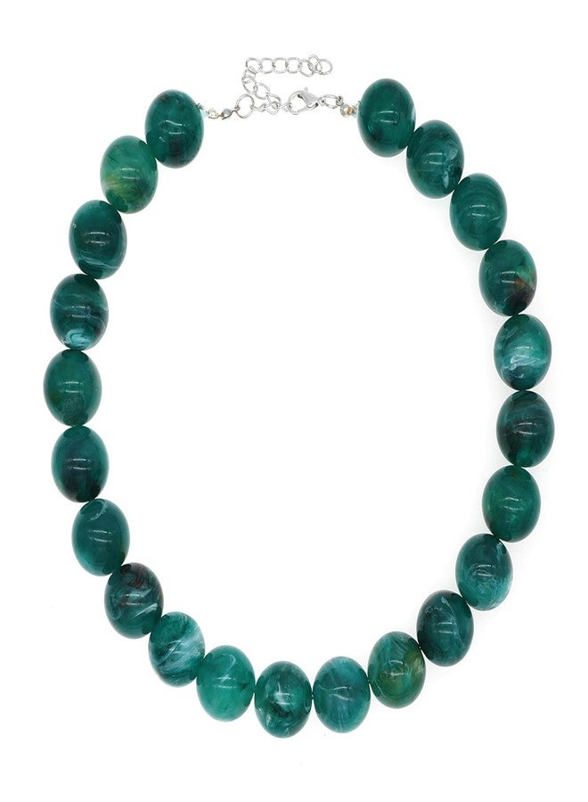 CIOOU Chunky Big Beaded Necklaces for Women Adjustable 16mm Large Colorful Beads Choker Necklace Exaggerated Statement Round Beaded Jewelry Gifts (big bead emeral) - Image 1